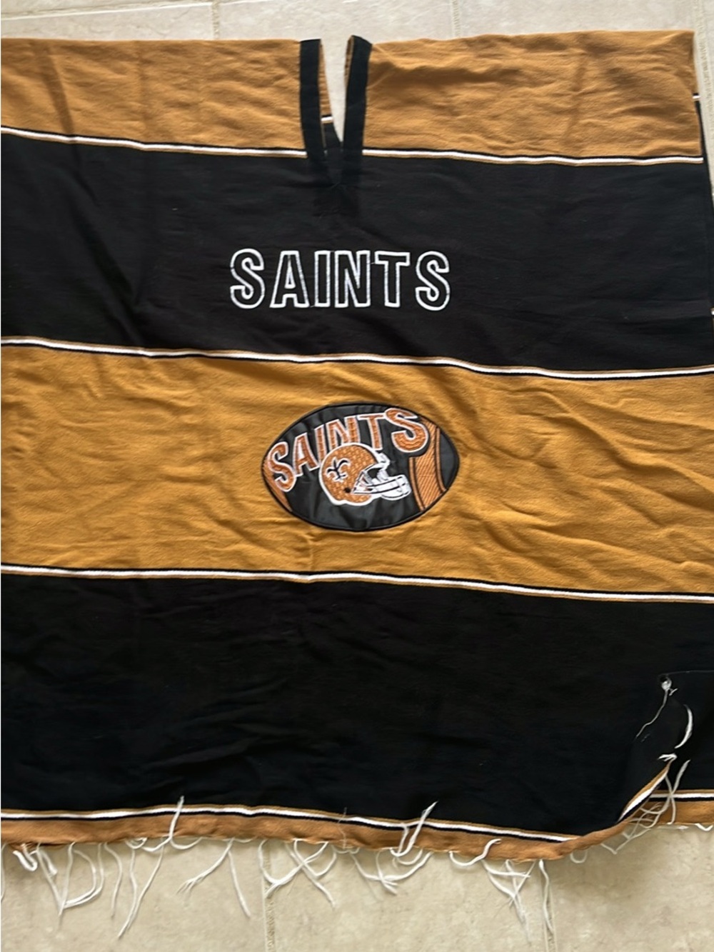 Vintage Embroidered Saints Football Poncho
